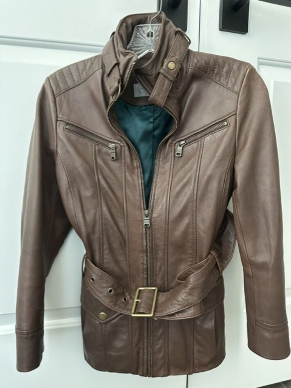 Andrew Marc Leather Jacket with Belt